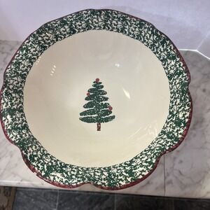FURIO Home Christmas Tree  Large Footed Serving Bowl From Italy Compote PEDESTAL